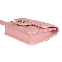 Pink Lambskin Elegant Chain Mini Belt Bag