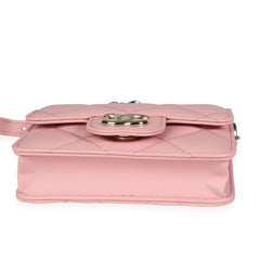 Pink Lambskin Elegant Chain Mini Belt Bag