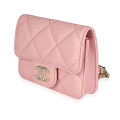 Pink Lambskin Elegant Chain Mini Belt Bag