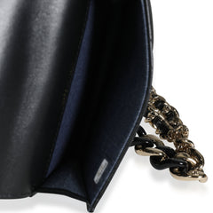 Black Lambskin Elegant Chain Mini  Belt Bag