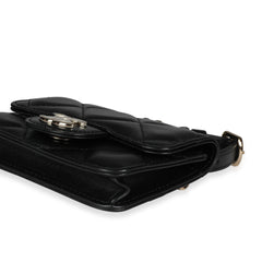 Black Lambskin Elegant Chain Mini  Belt Bag