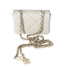 Grey Lambskin Mini Chain Belt Bag