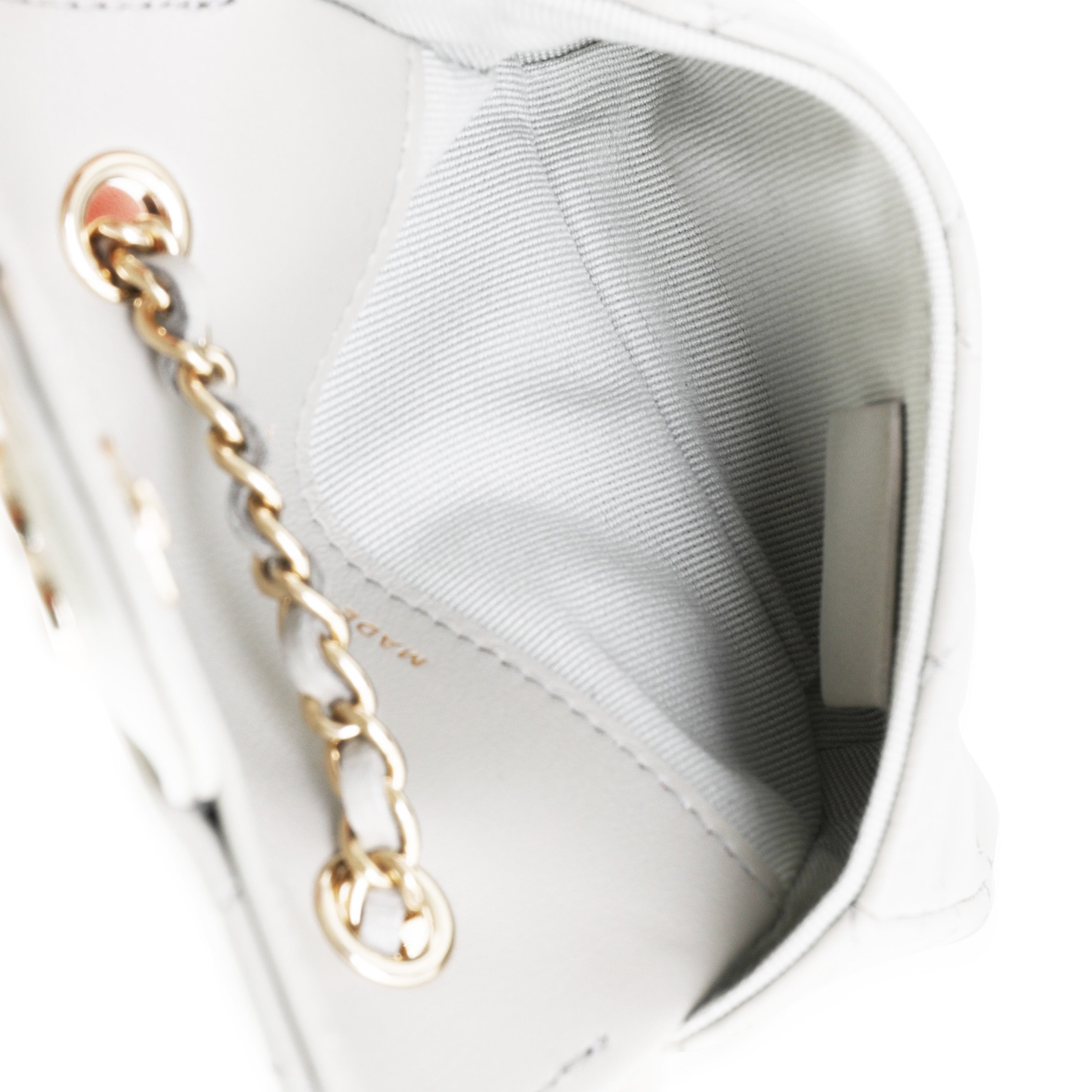 Grey Lambskin Mini Chain Belt Bag