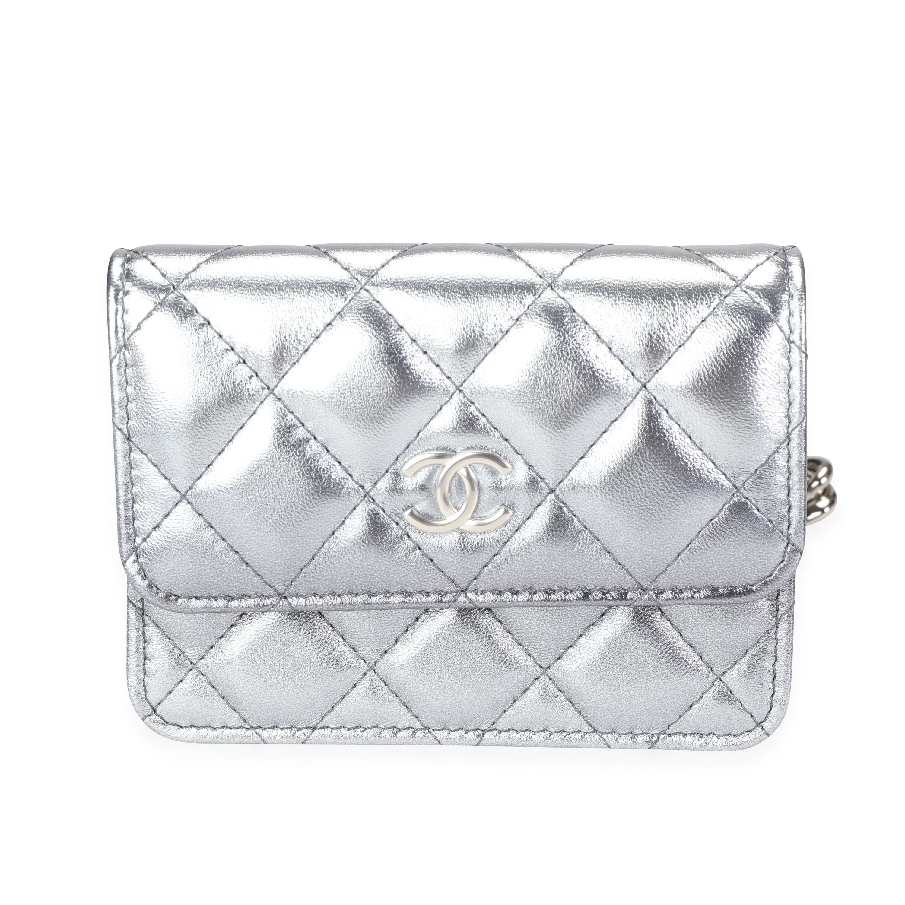 Silver Metallic Lambskin Coco Punk Belt Bag