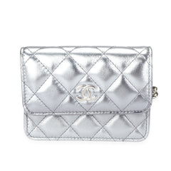 Silver Metallic Lambskin Coco Punk Belt Bag