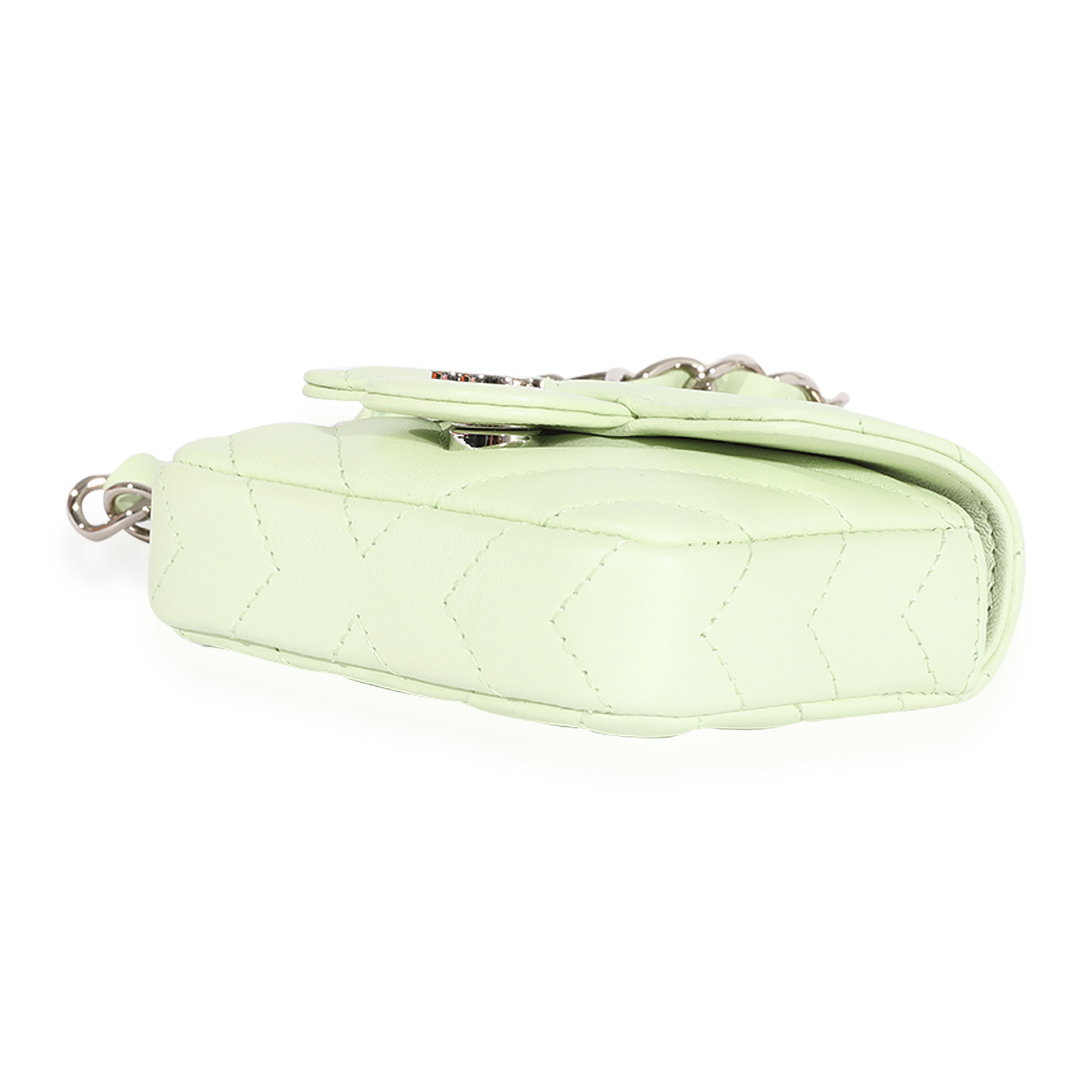 Light Green Goatskin Chevron Belt Bag