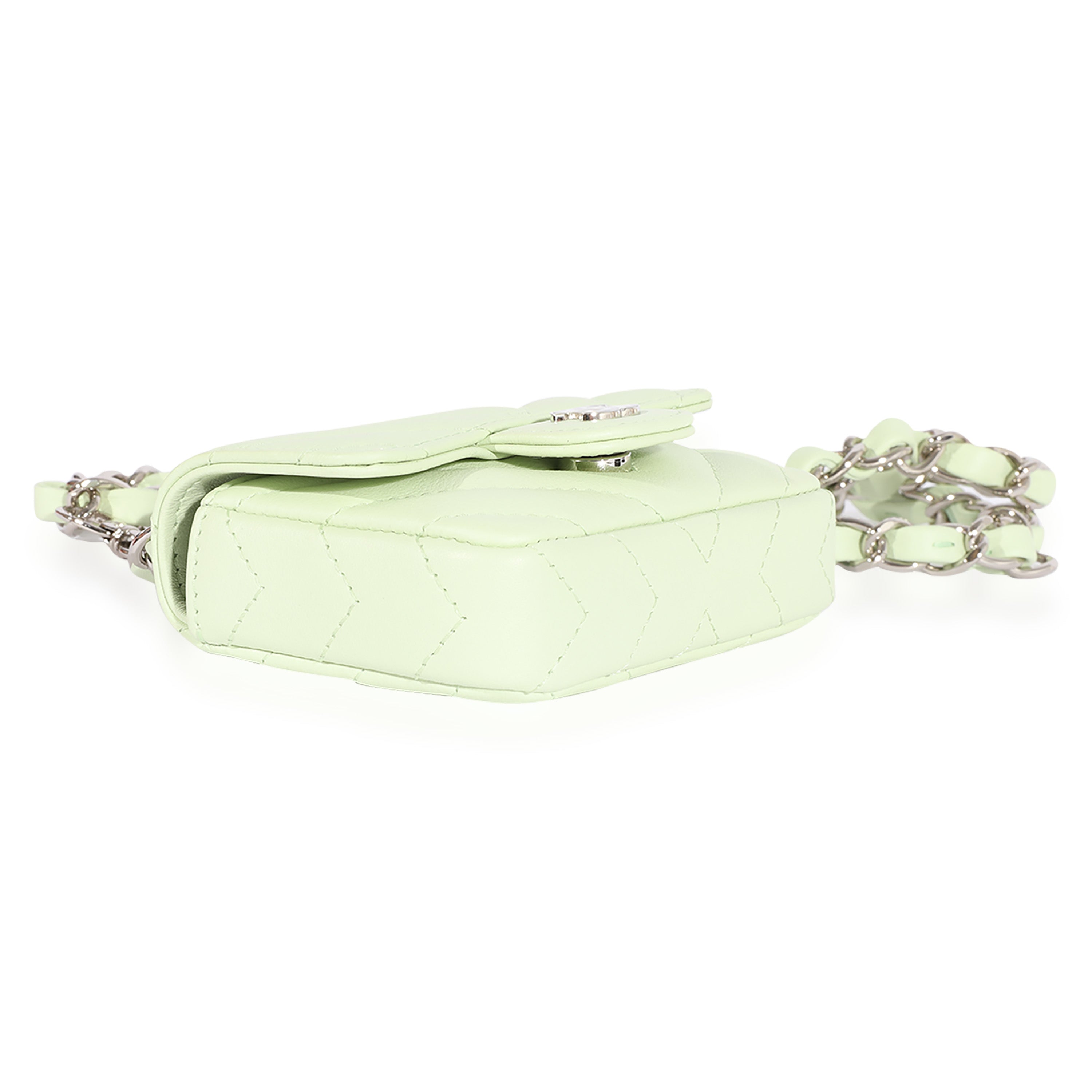 Light Green Goatskin Chevron Belt Bag