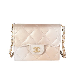 Gold Metallic Ombré Goatskin Classic Mini Clutch with Chain