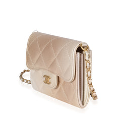 Gold Metallic Ombré Goatskin Classic Mini Clutch with Chain
