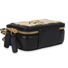 Gold Metal & Black Lambskin Mini Vanity Bag