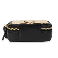 Gold Metal & Black Lambskin Mini Vanity Bag