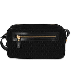 Black Suede All-Over Monogram Camera Bag
