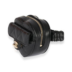 Black Lambskin Heart Zipped Arm Coin Purse