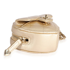 Metallic Gold Lambskin Heart Coin Purse Necklace