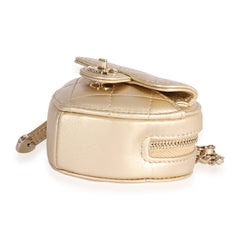 Metallic Gold Lambskin Heart Coin Purse Necklace
