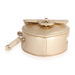 Metallic Gold Lambskin Heart Coin Purse Necklace