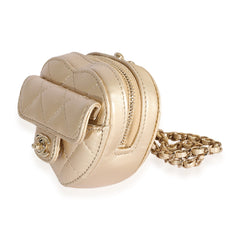 Metallic Gold Lambskin Heart Coin Purse Necklace