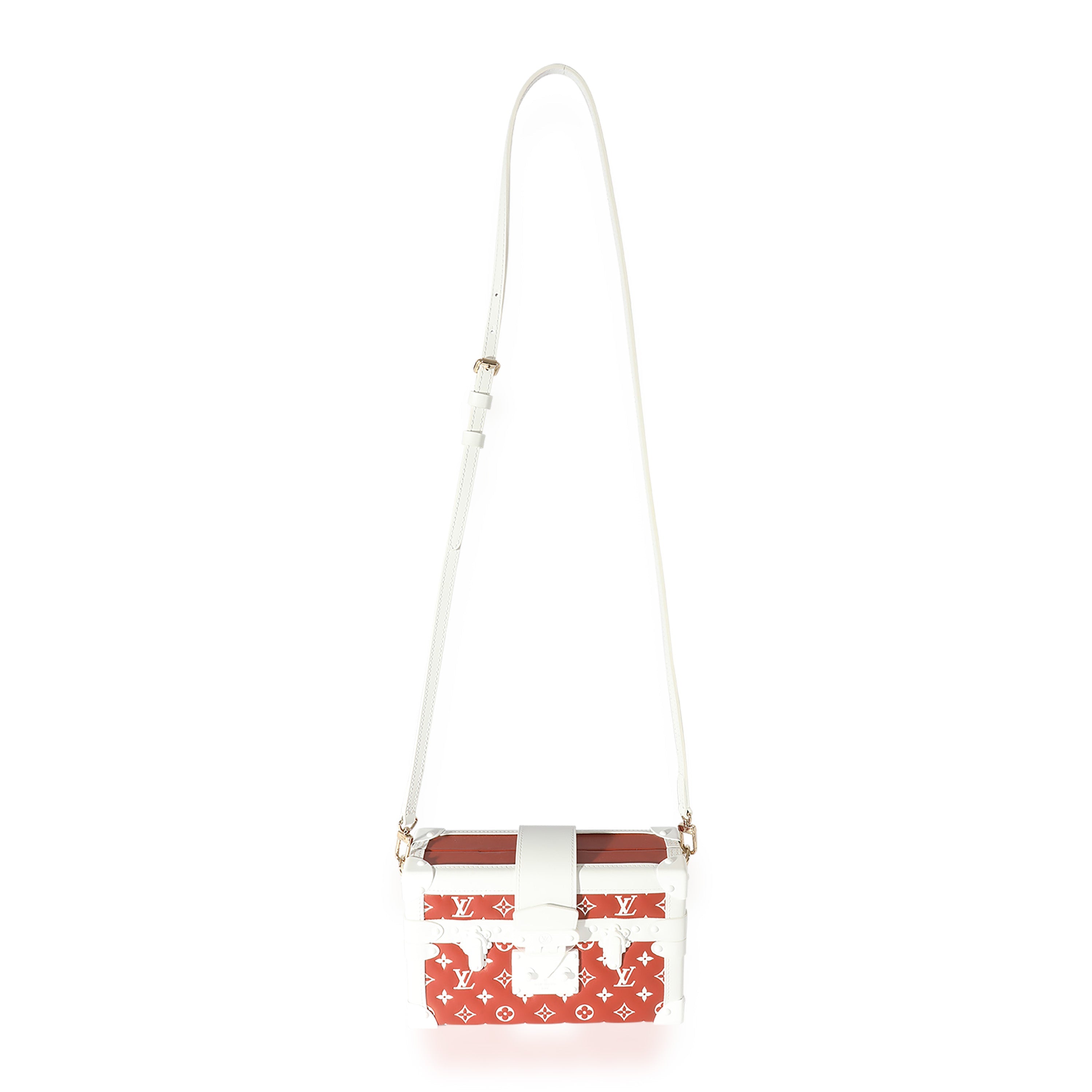 Terracotta/White Monogram Embossed Lambskin Petite Malle