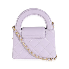 Light Purple Shiny Aged Calfskin Mini Nano Kelly