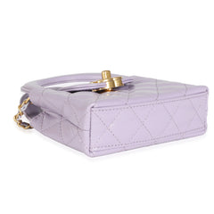 Light Purple Shiny Aged Calfskin Mini Nano Kelly