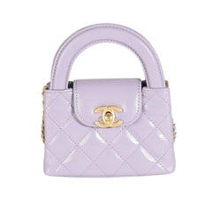 Light Purple Shiny Aged Calfskin Mini Nano Kelly