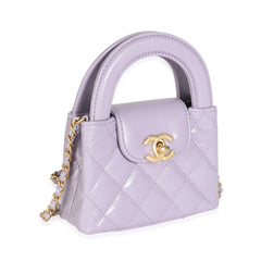 Light Purple Shiny Aged Calfskin Mini Nano Kelly