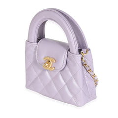 Light Purple Shiny Aged Calfskin Mini Nano Kelly