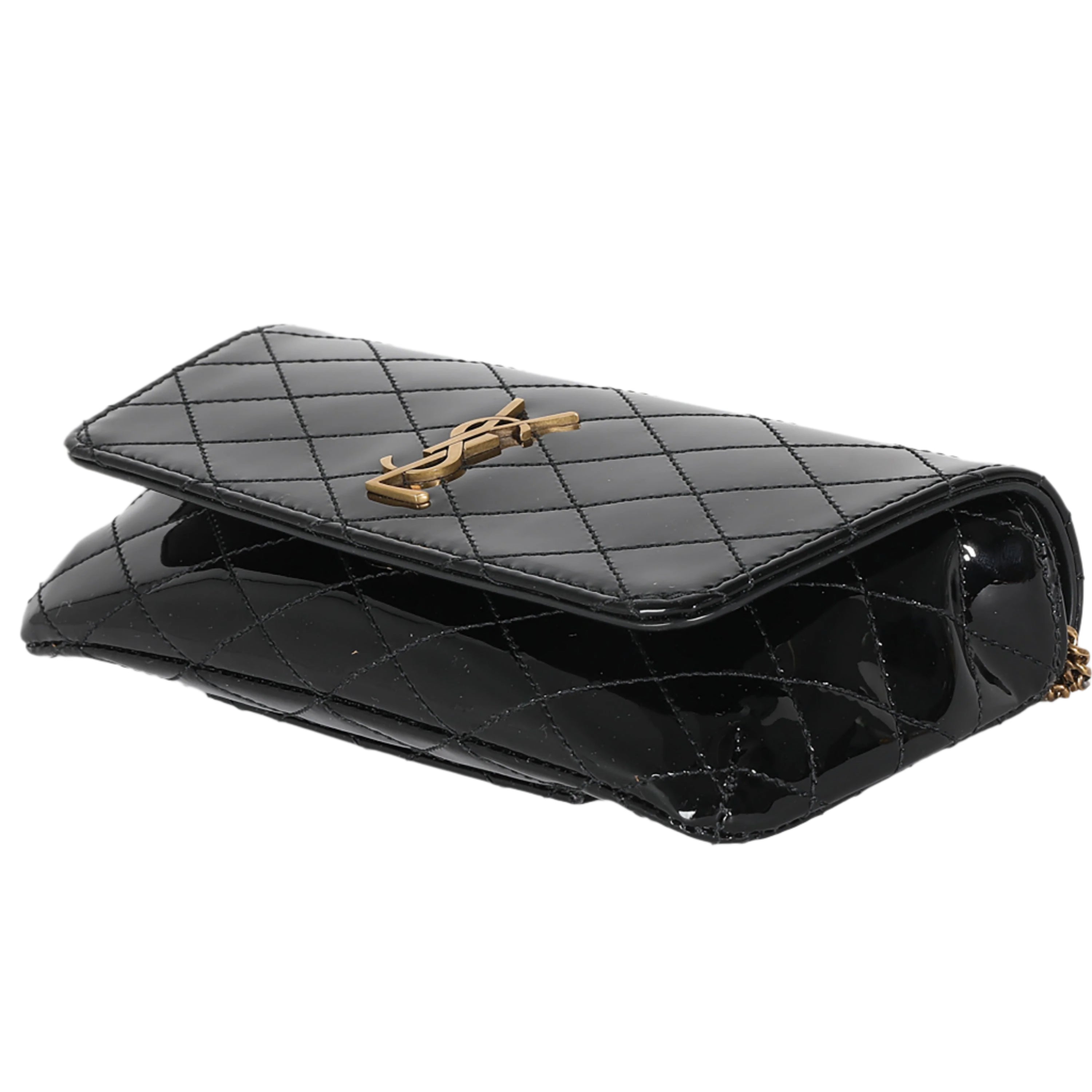 Black Patent Gaby Phone Holder on a Chain