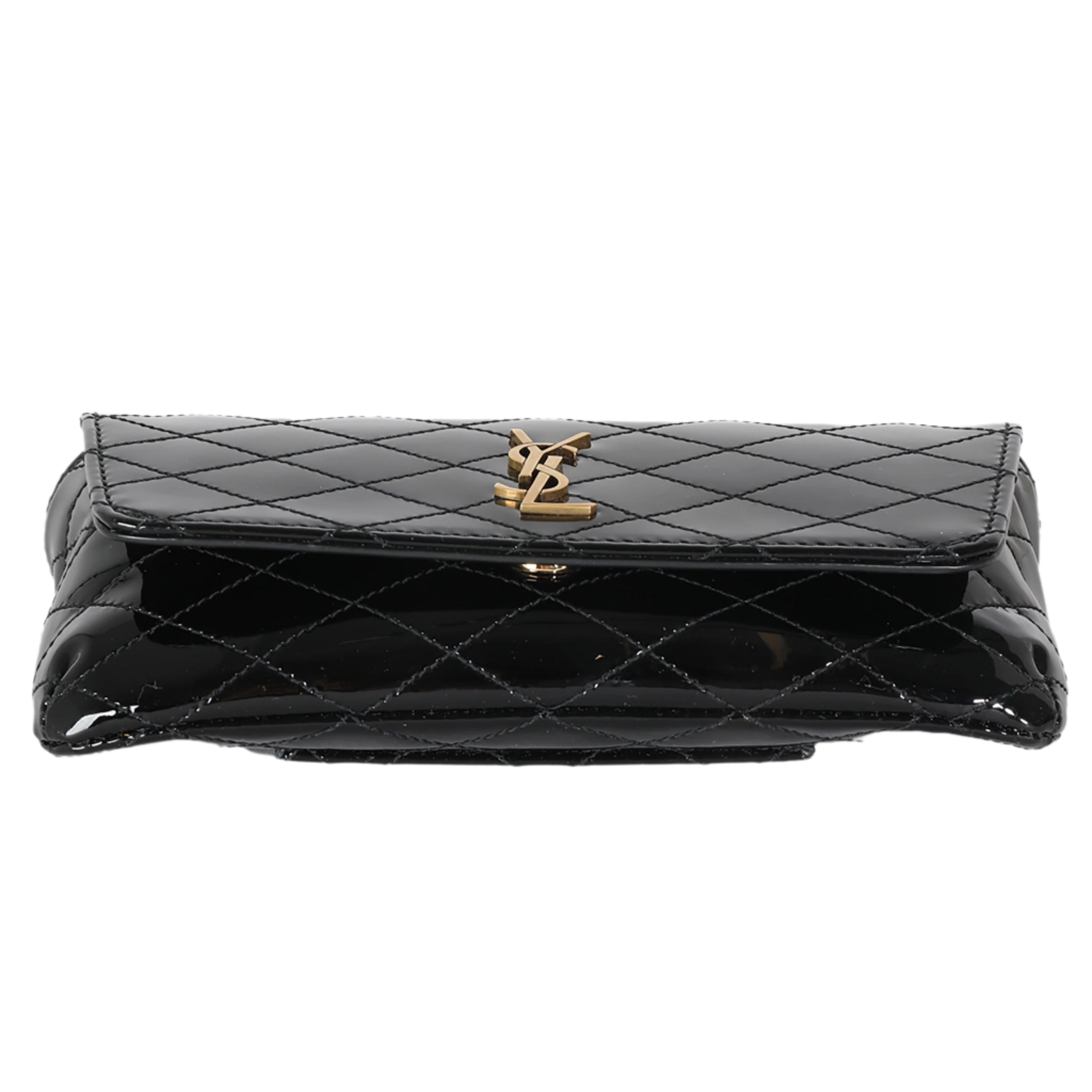 Black Patent Gaby Phone Holder on a Chain