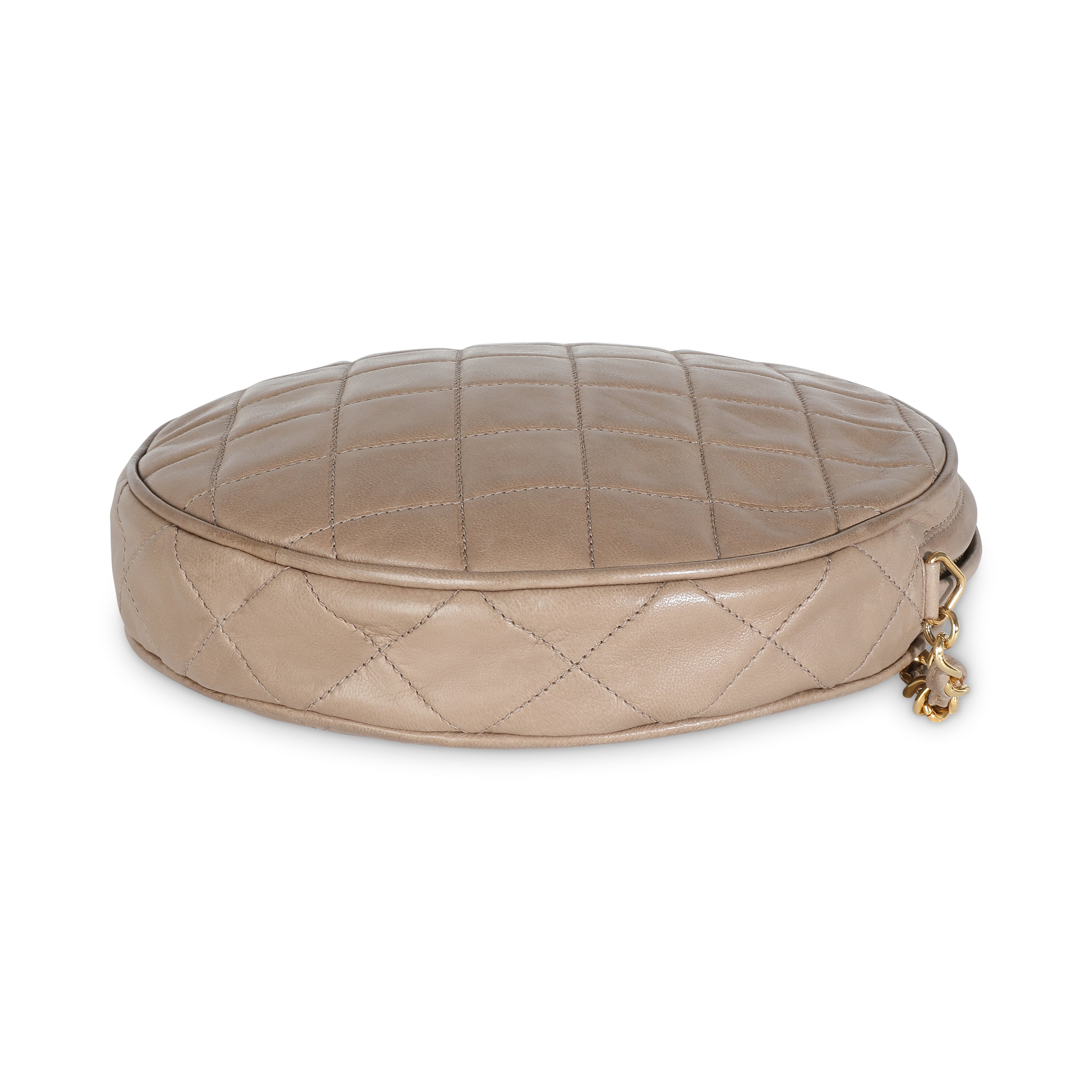 Dark Beige Lambskin Round Tassel Chain Bag
