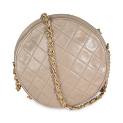 Dark Beige Lambskin Round Tassel Chain Bag