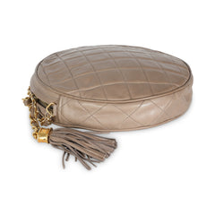 Dark Beige Lambskin Round Tassel Chain Bag