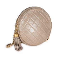 Dark Beige Lambskin Round Tassel Chain Bag