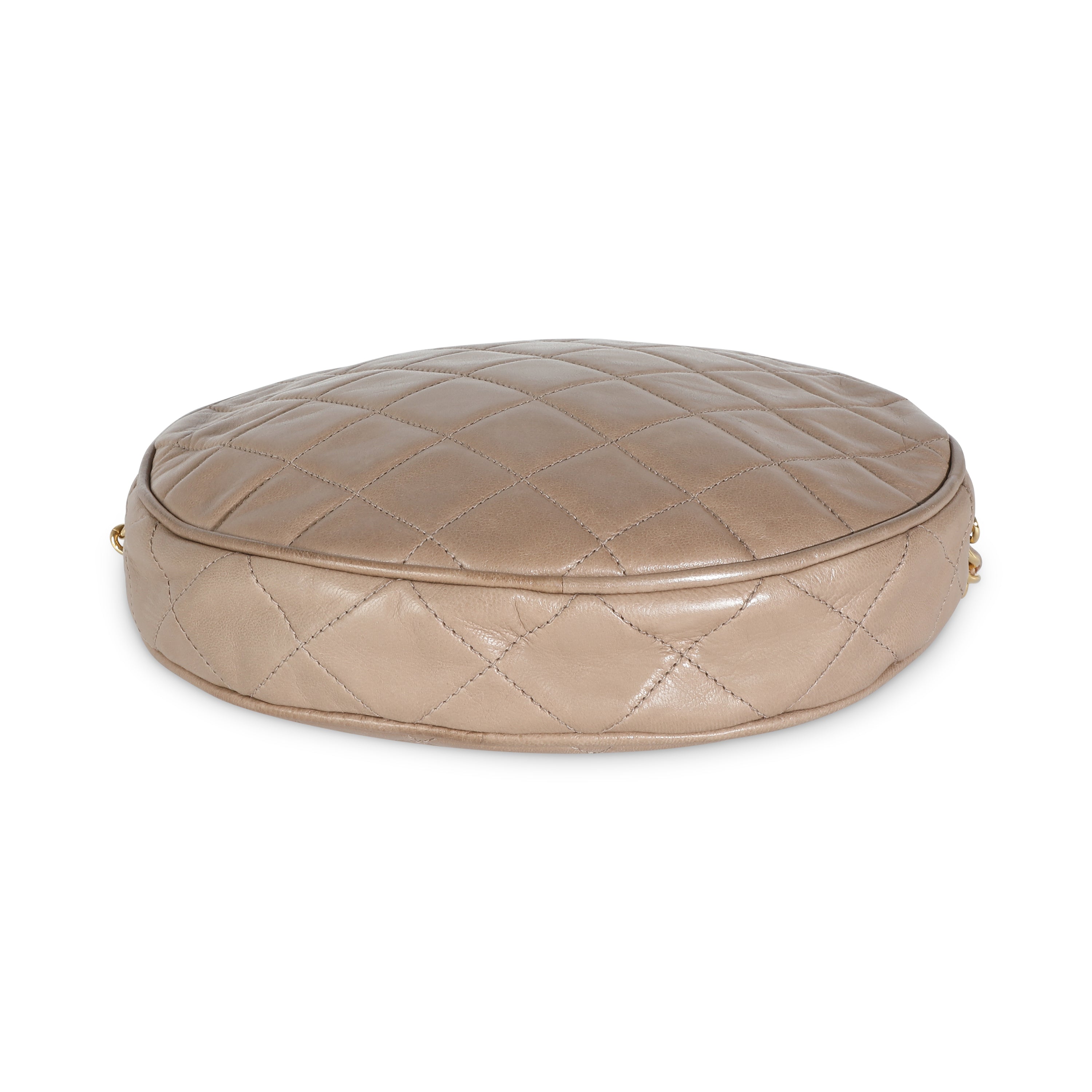 Dark Beige Lambskin Round Tassel Chain Bag
