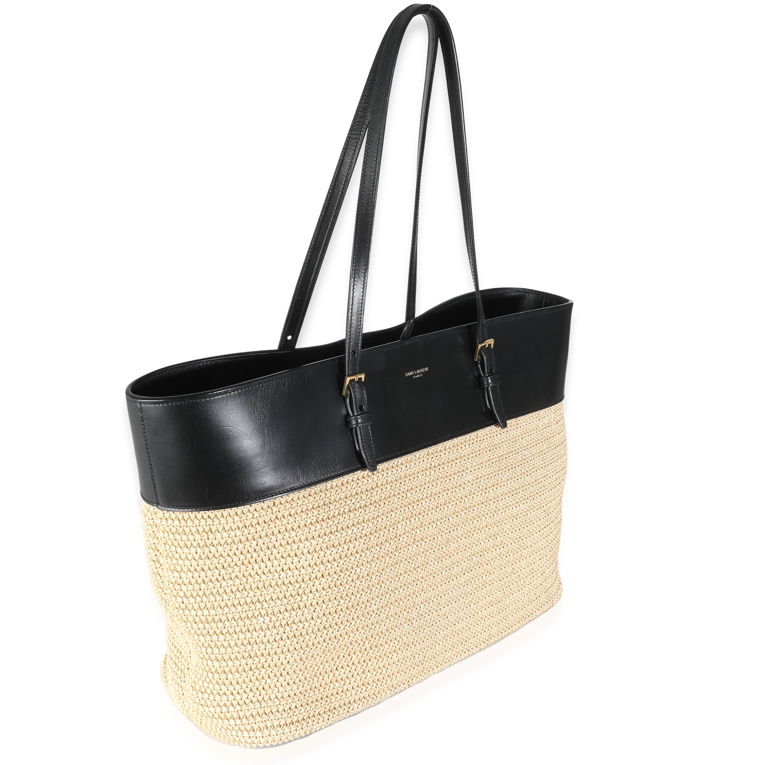 Beige Raffia Medium Boucle Shopper Tote