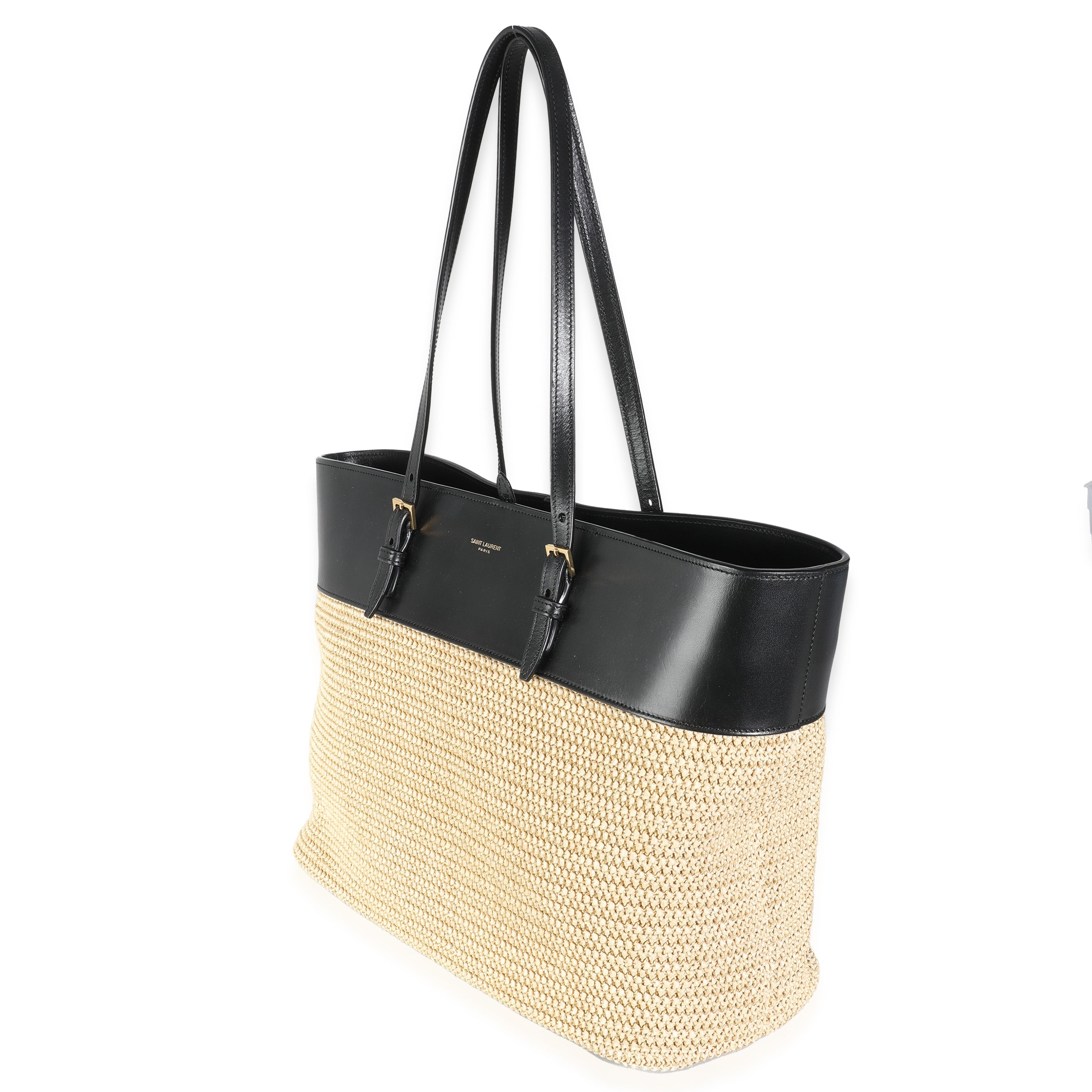 Beige Raffia Medium Boucle Shopper Tote