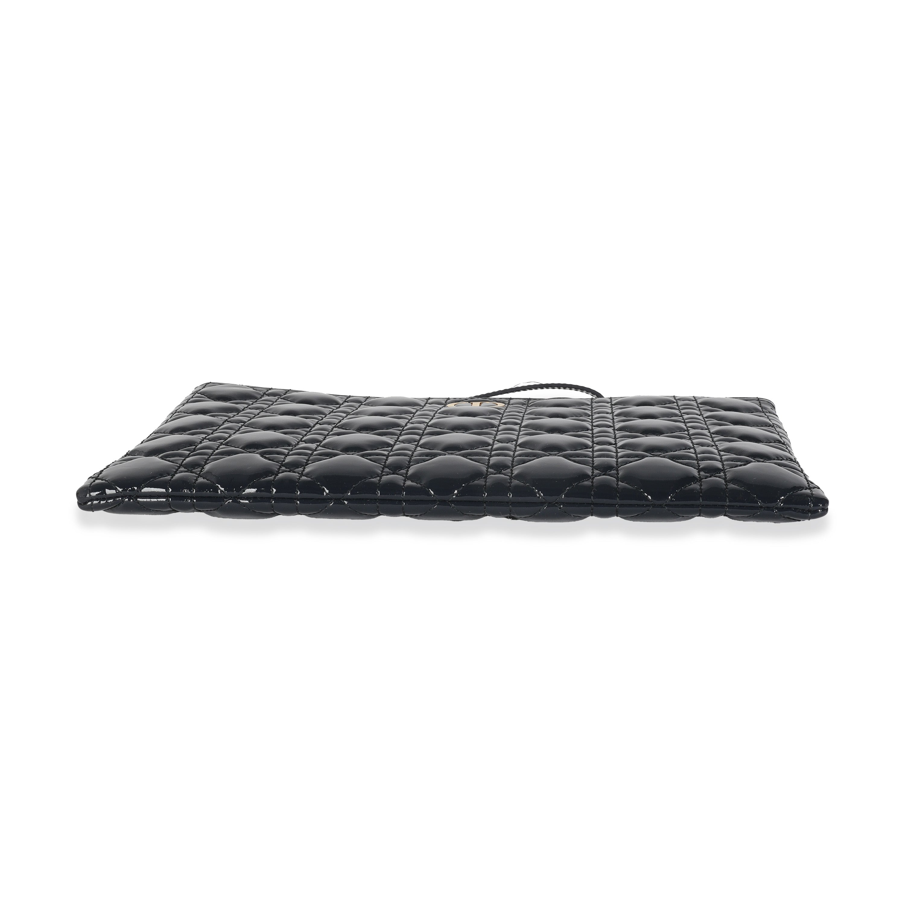 Navy Patent Cannage Caro Pouch