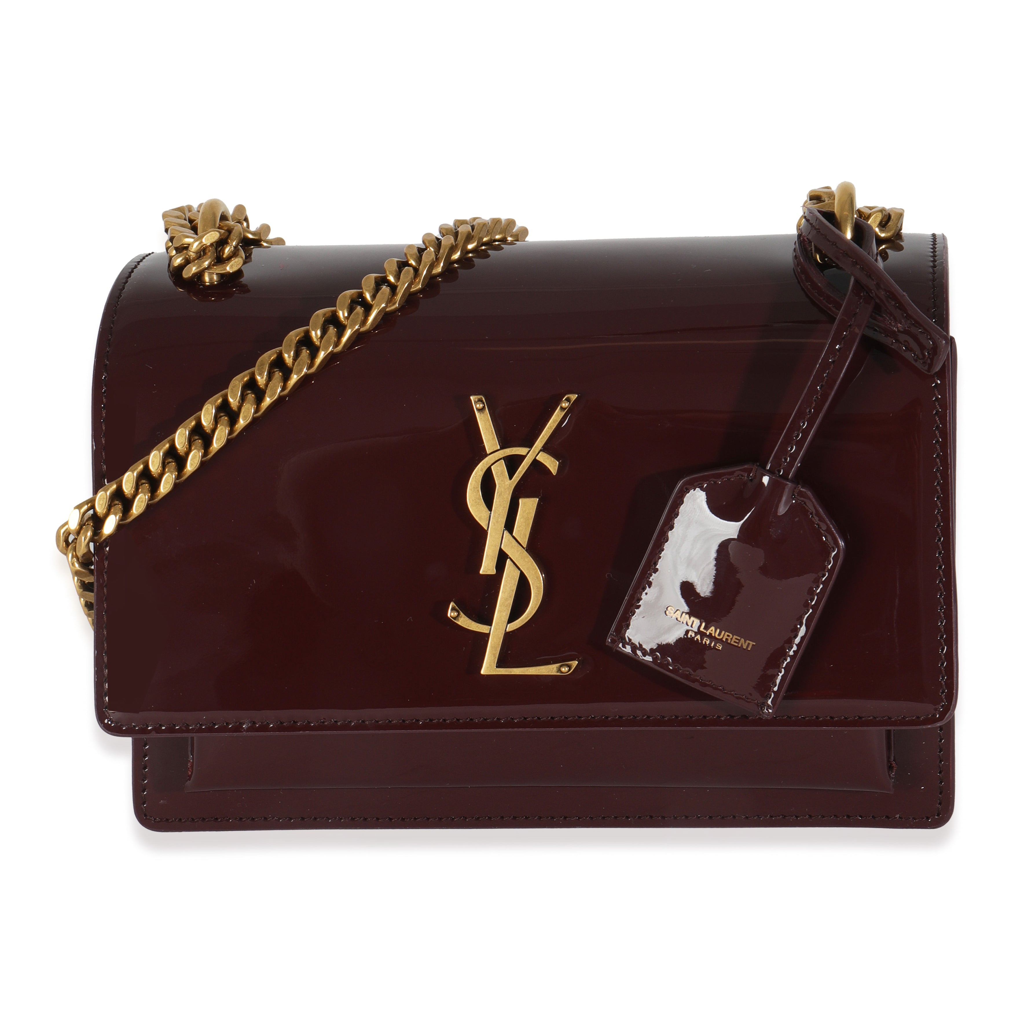 Red Wine Patent Monogram Small Sunset Bag