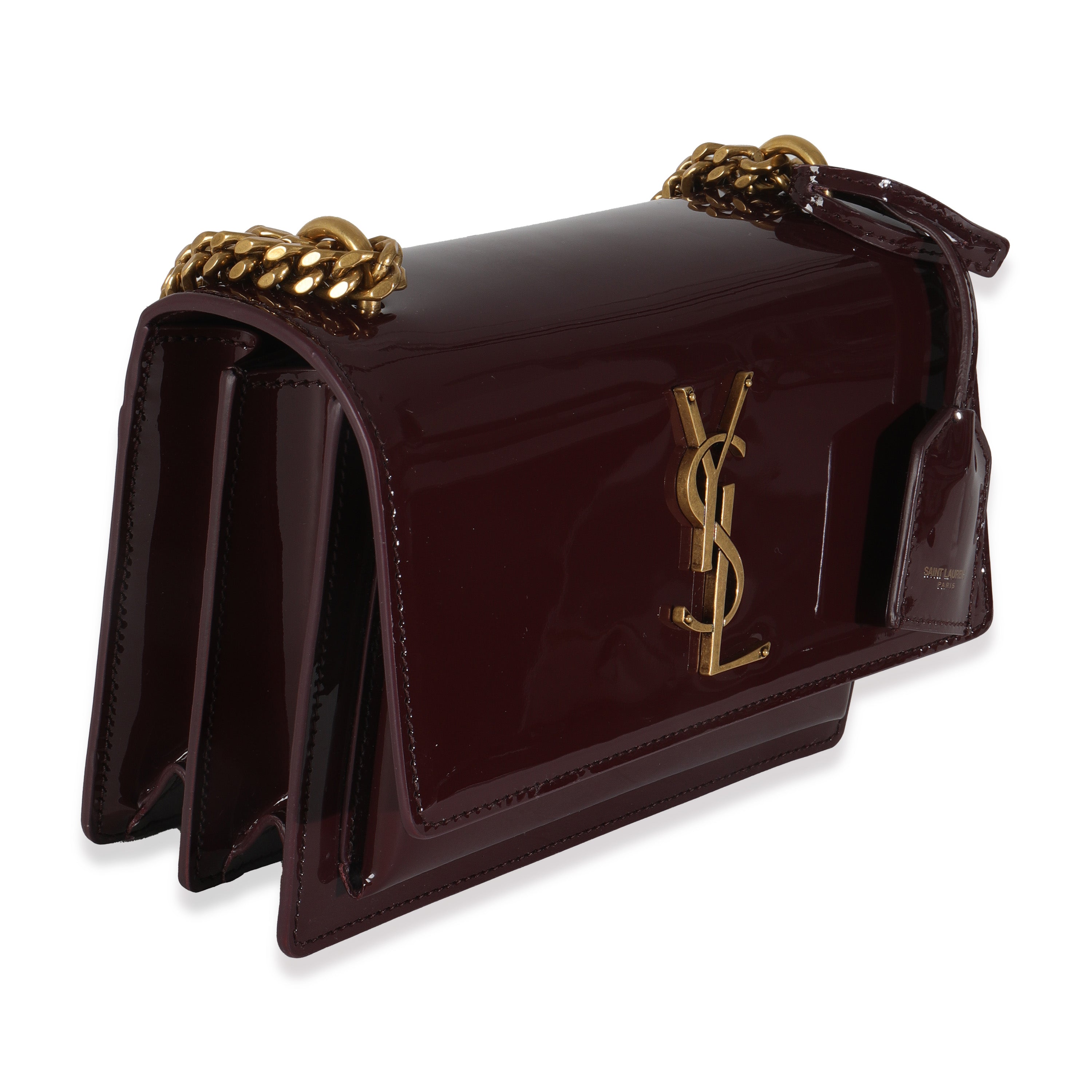 Red Wine Patent Monogram Small Sunset Bag