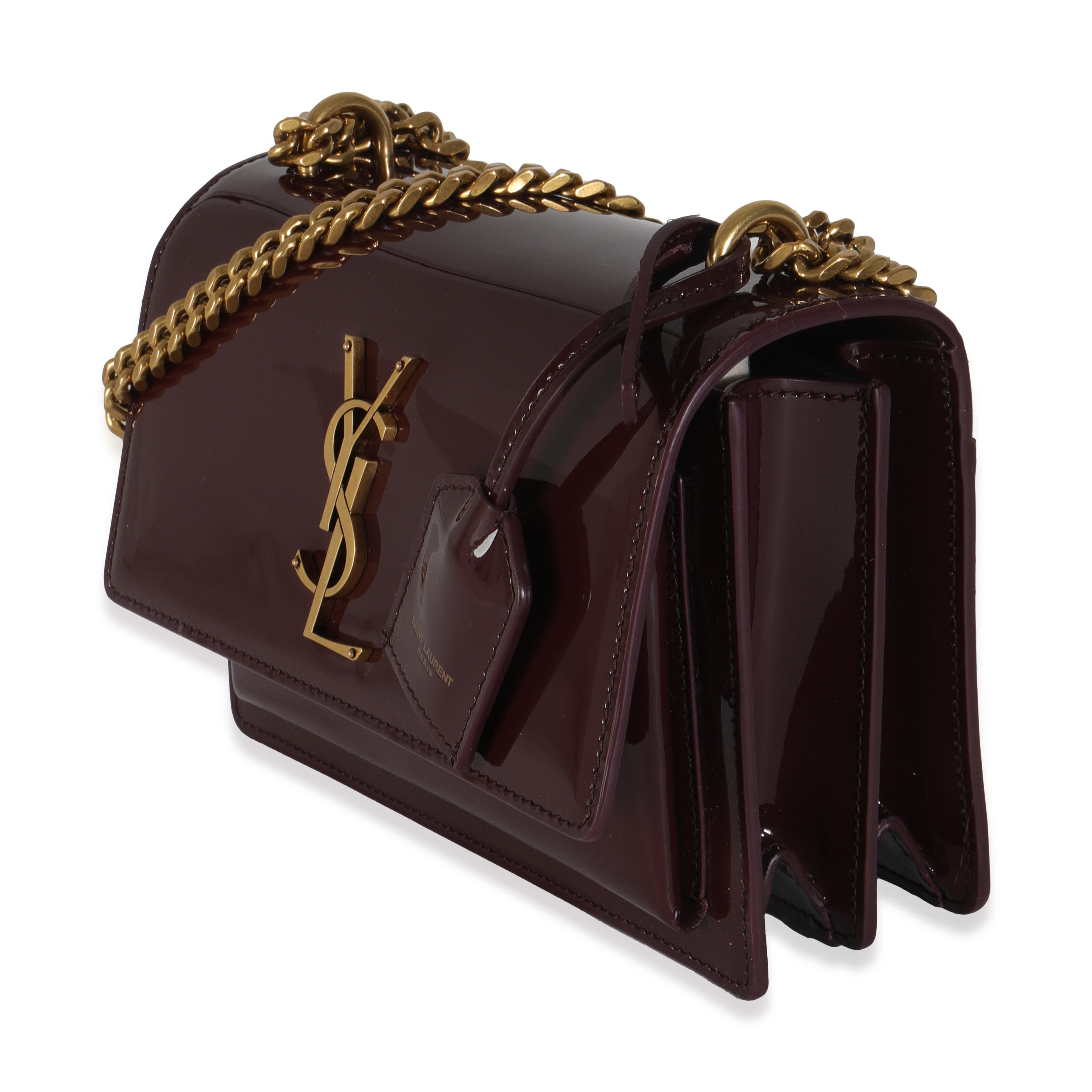 Red Wine Patent Monogram Small Sunset Bag