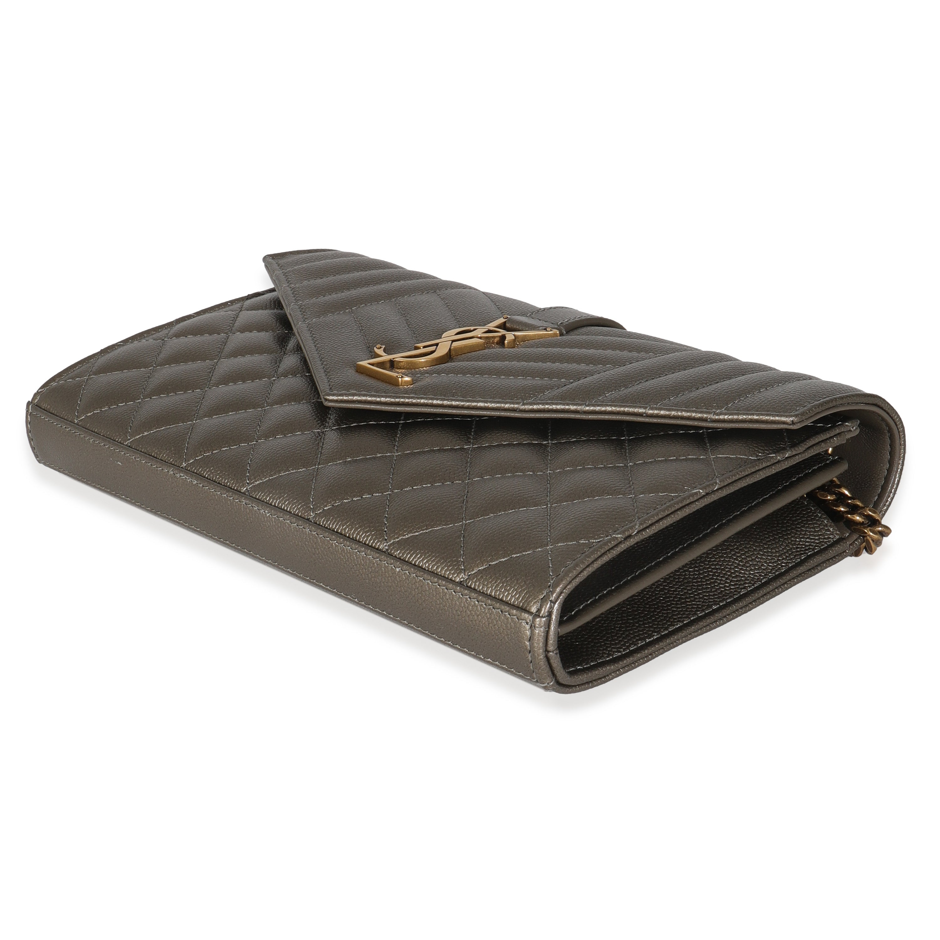 Tri-Quilt Bronze Cassandre Wallet on a Chain