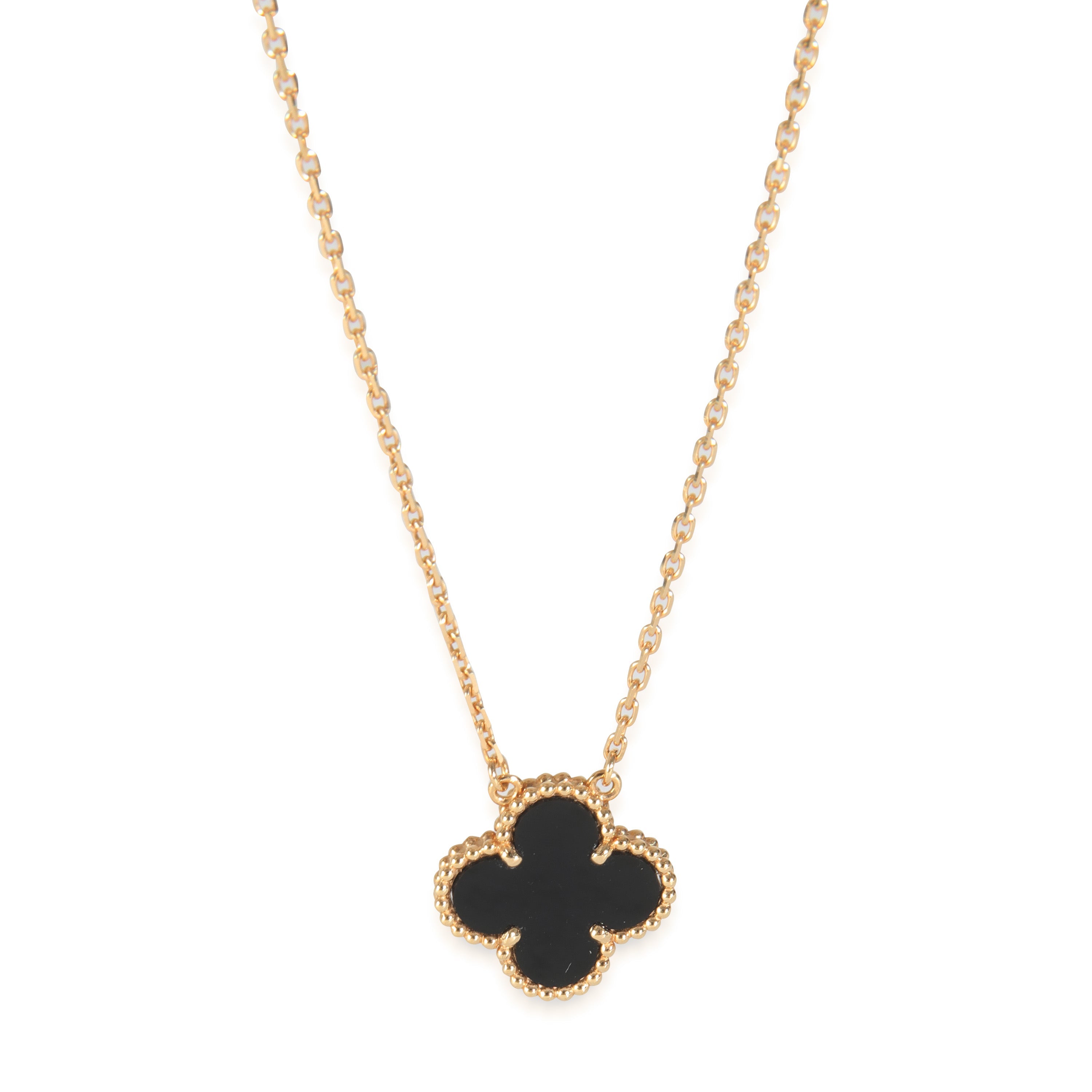 18k Yellow Gold Onyx Vintage Alhambra Pendant