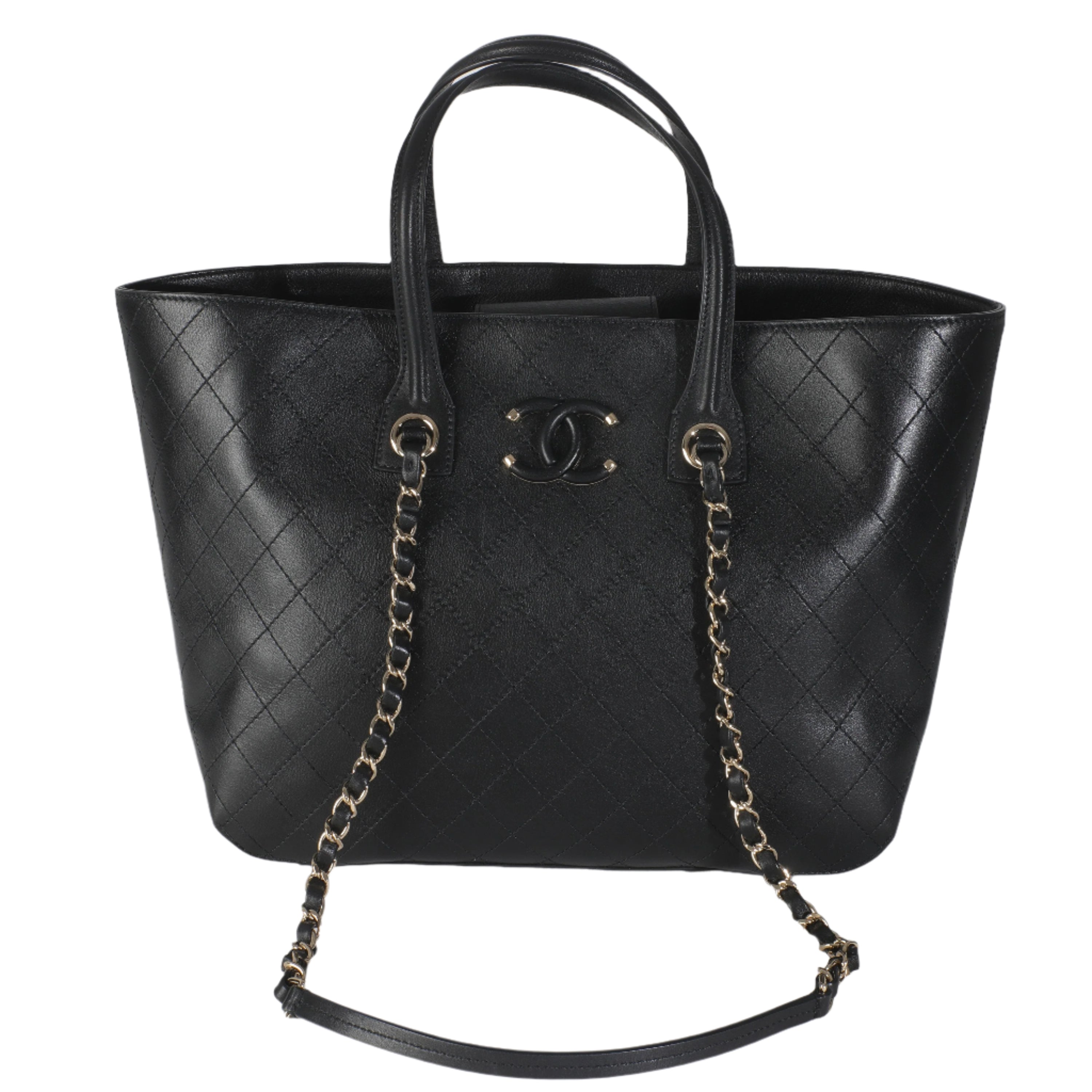Black Calfskin Stitched Tote
