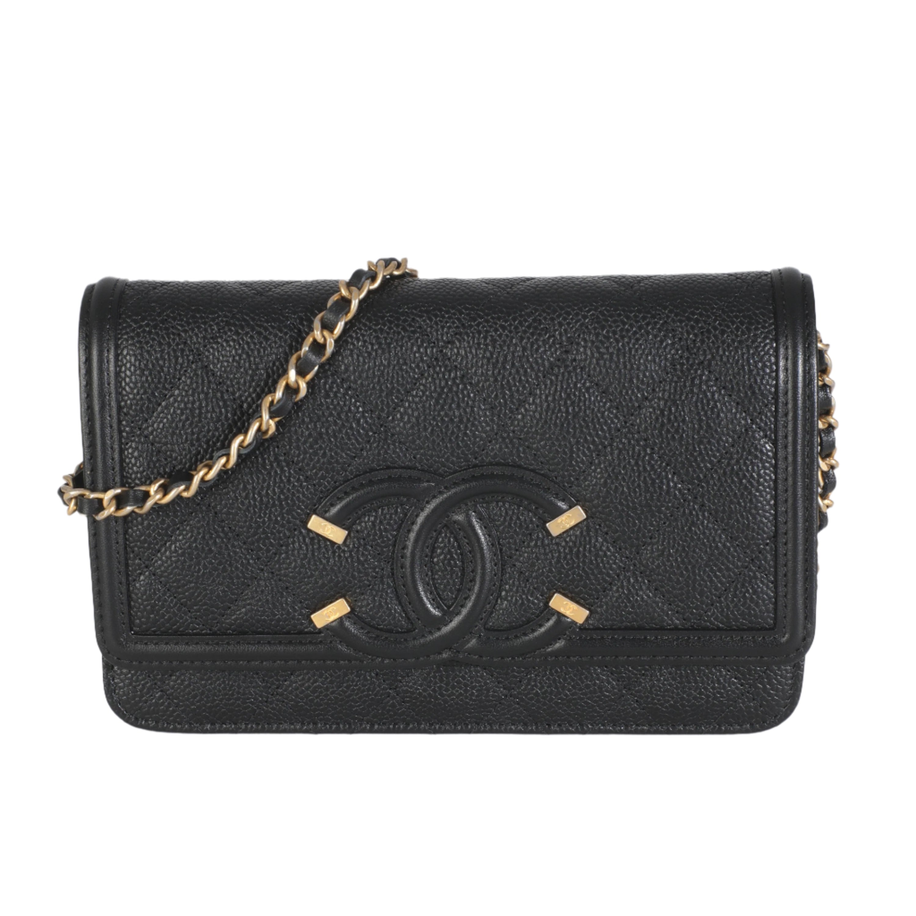 Black Caviar Filigree Wallet on a Chain