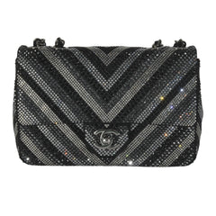 Black Chevron Strass Mini Flap Bag