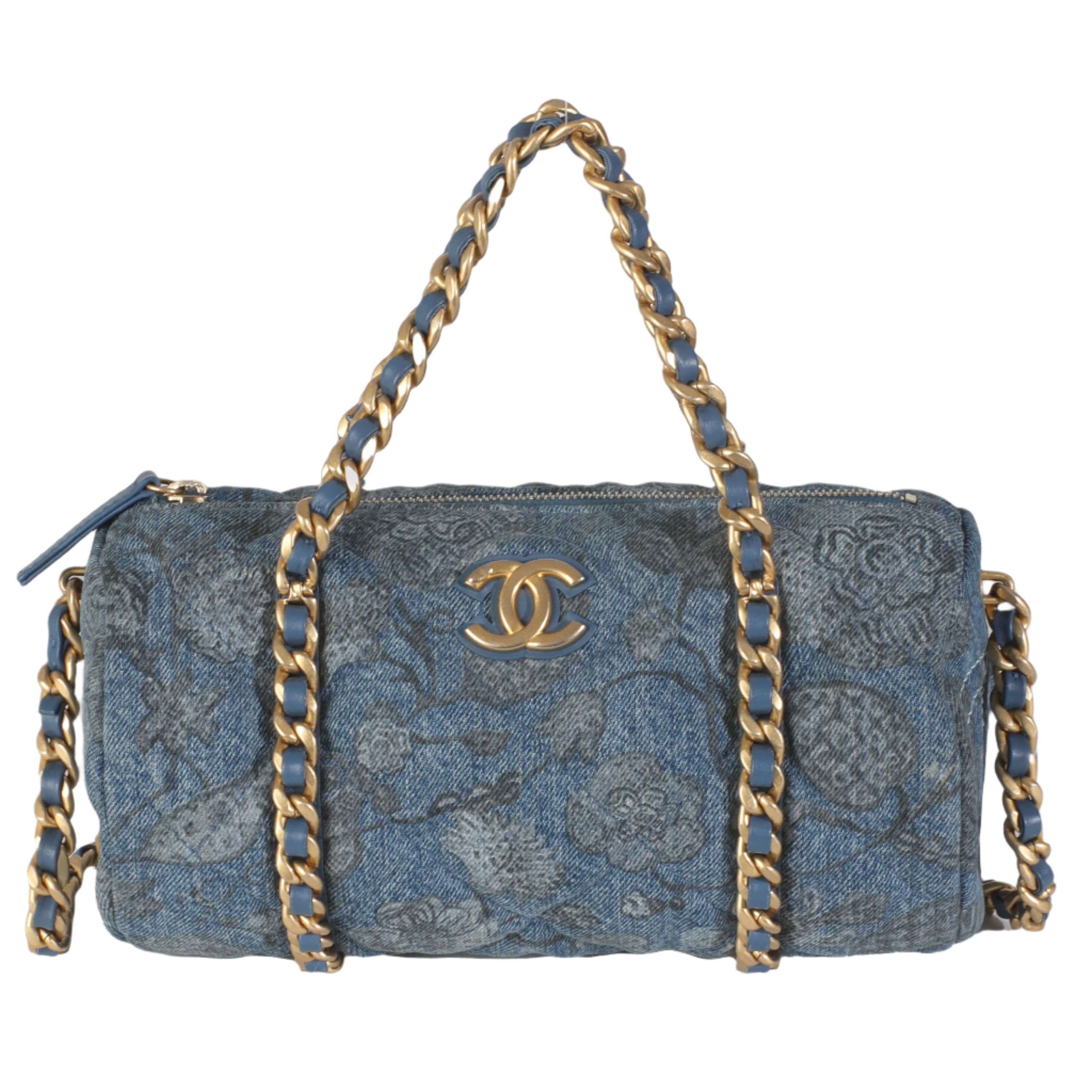 Denim Floral Destination Chenonceau Bowling Bag