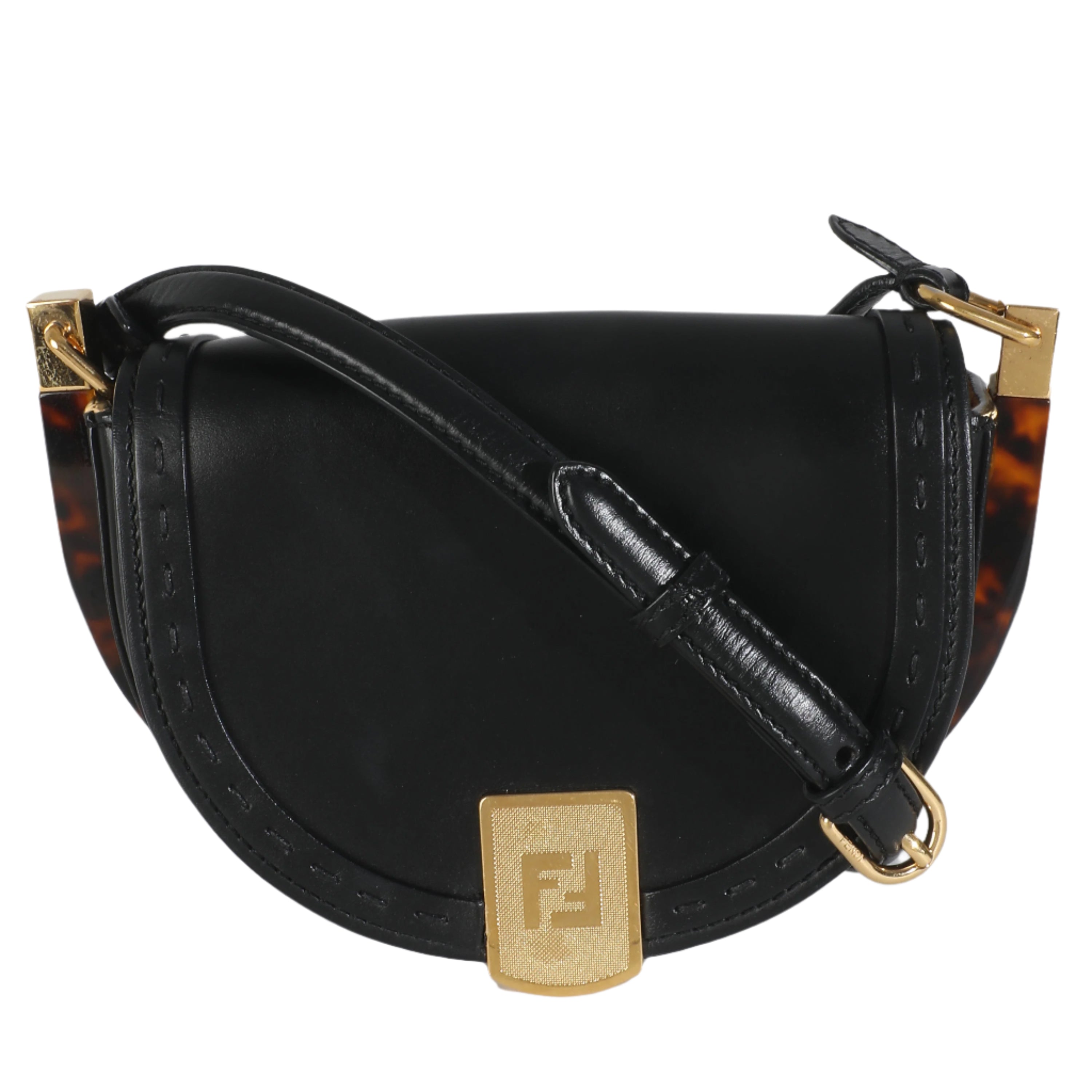 Black Vitello King Plexiglass Moonlight Shoulder Bag