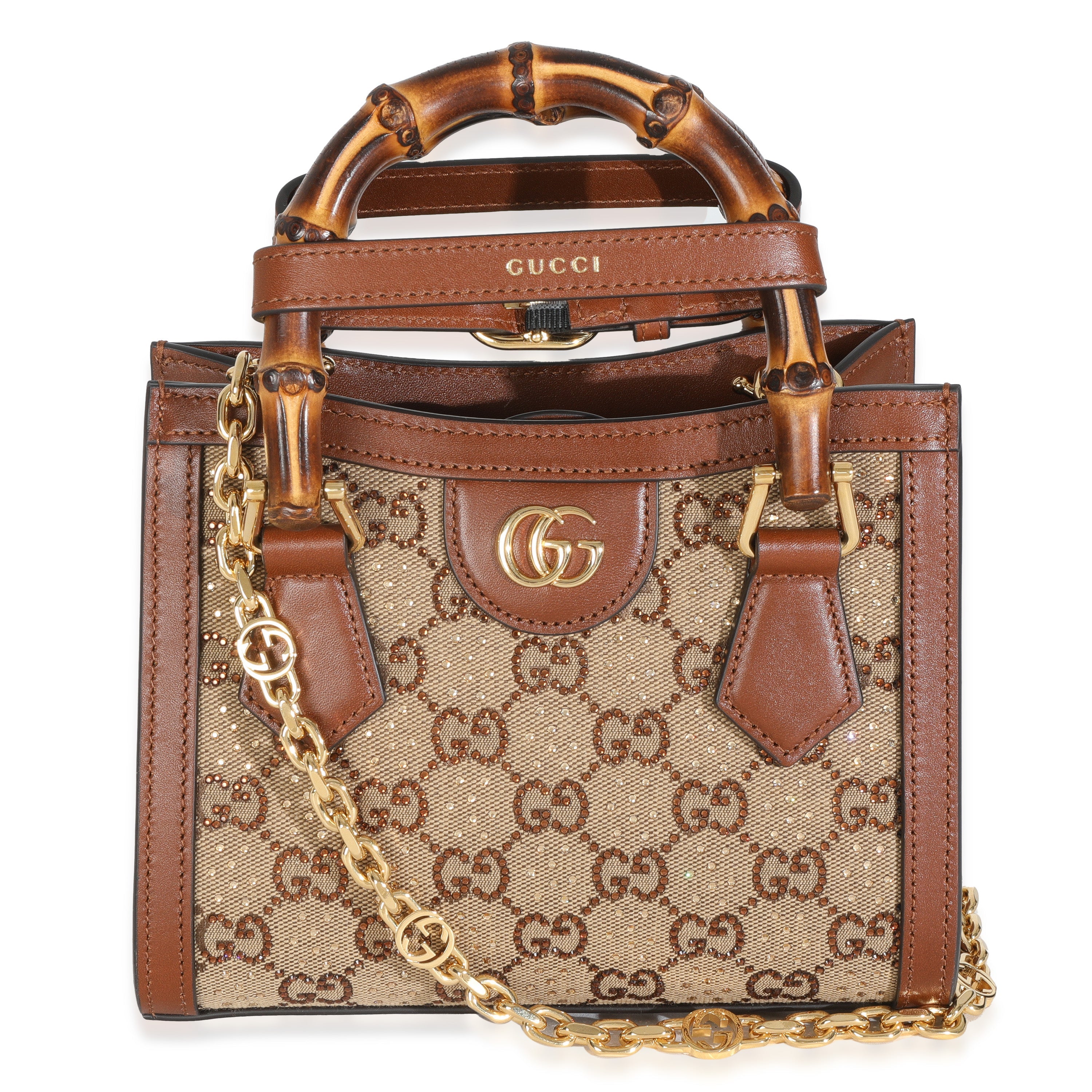 GG Monogram Charisma Calfskin Crystal Mini Diana Tote