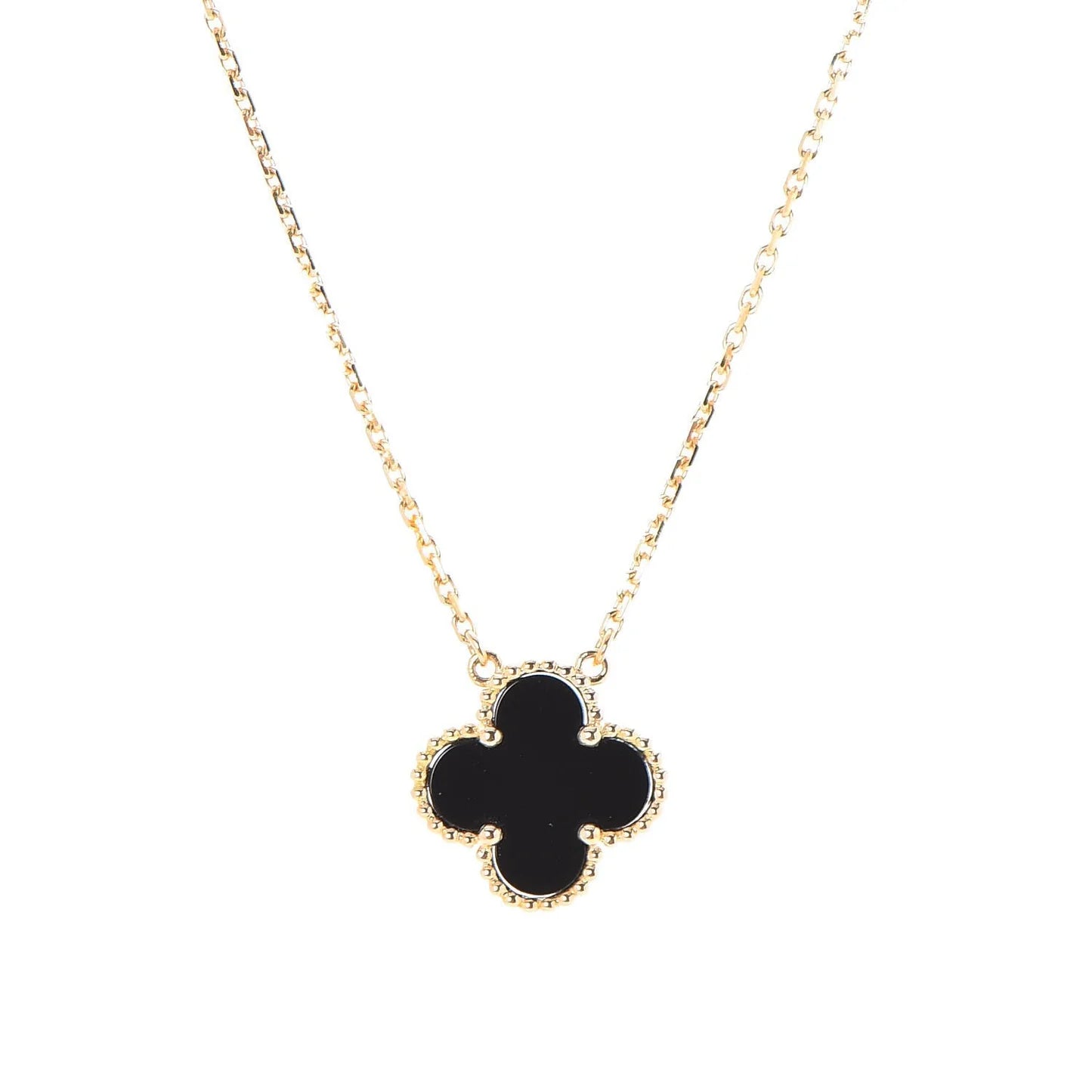 Yellow Gold/Black Onyx Vintage Alhambra Pendant Necklace