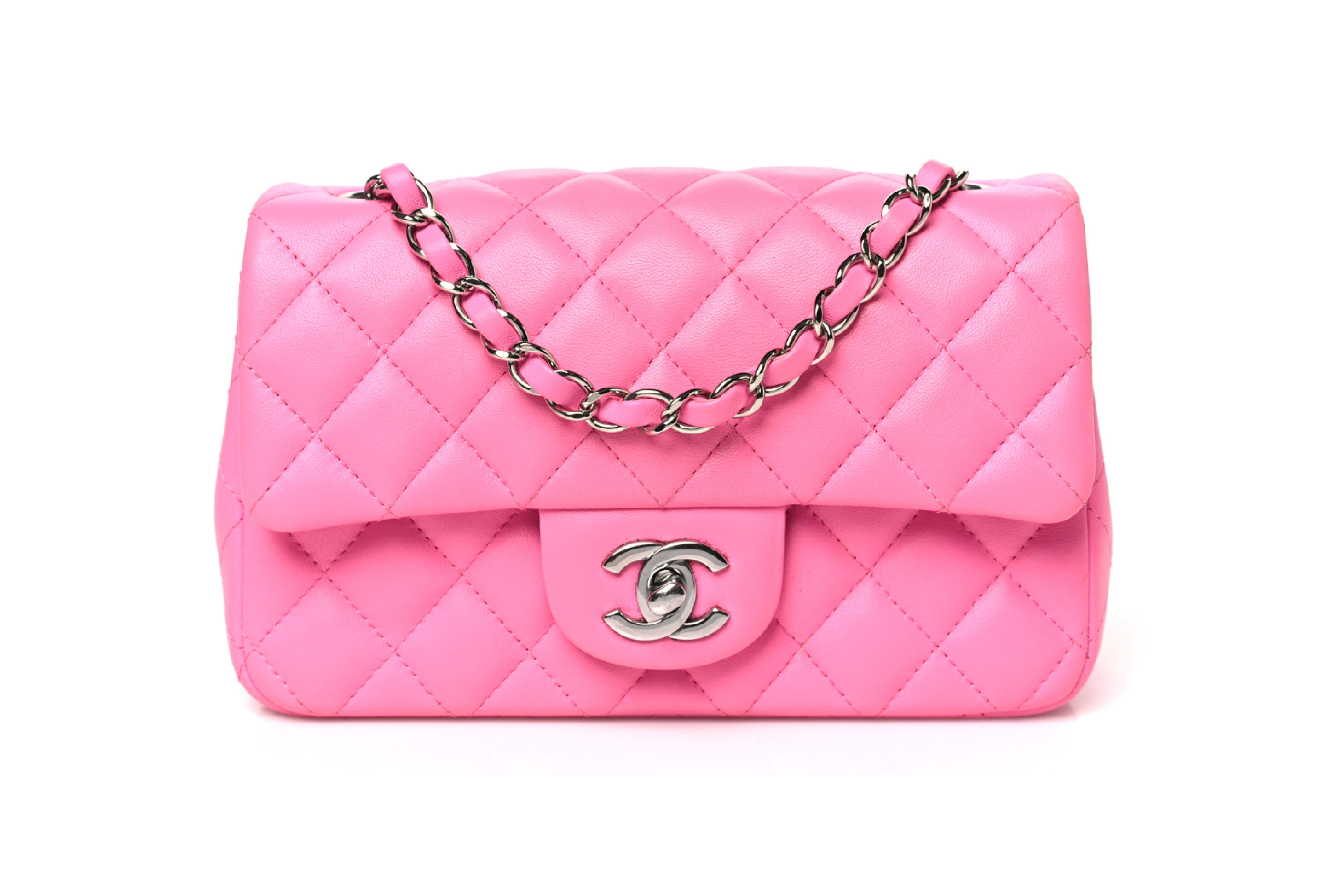 Bright Pink Lambskin Rectangular Mini
